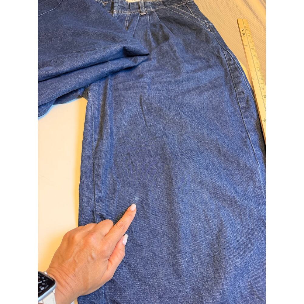 Free People Equinox Denim Trousers Size 28 Wide Leg Jeans Blue Slouchy Pleated - Picture 13 of 16